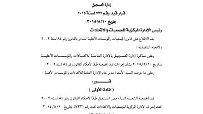 قيد الجمعية الشعبية لنساء مصر المستقبل