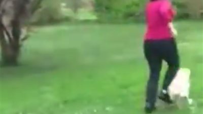 كلب يتسبب في سقوط مروع لصاحبته (فيديو)