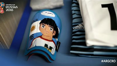 صورة كابتن ماجد على ملابس منتخب الأرجنتين قبل مباراة كرواتيا