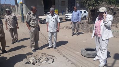 انهيار جزئي بكوبري مرصفة في بنها (صور)