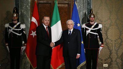 أردوغان يلتقي نظيره الإيطالى في إطار زيارته إلى روما