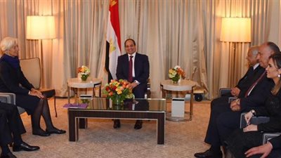 تفاصيل مباحثات السيسي مع مديرة صندوق النقد الدولي