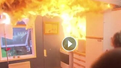 بالفيديو.. الطريقة الصحيحة لإطفاء حرائق «طاسة القلي» في المنزل