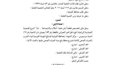 تخصيص 400م لصالح الهيئة القومية لمياه الشرب بالمنوفية