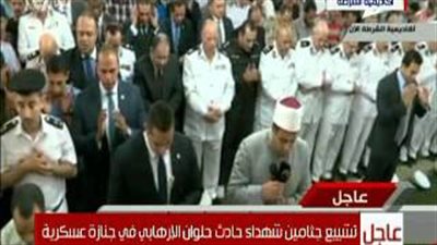 بالفيديو.. جنازة عسكرية لشهداء حادث حلوان الإرهابي