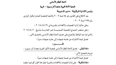 تعديلات لائحة الأمل الخيرية ببسيون