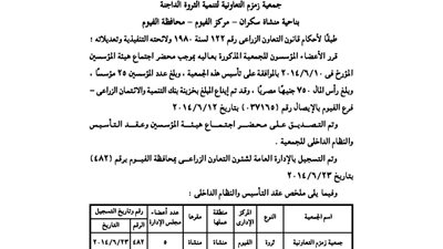 ملخص عقد تأسيس جمعية زمزم التعاونية بمنشأة سكران