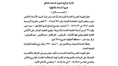 إعلانات مديرية المساحة بالدقهلية