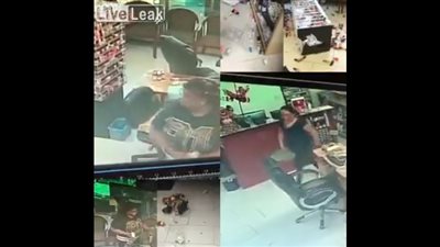 امرأة غاضبة تحطم صالون تجميل (فيديو)