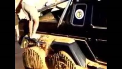 بالفيديو.. موقف كوميدي لسائق علقت سيارته في الرمال