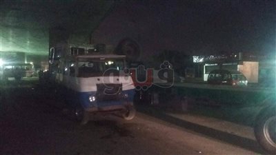 إصابة 6 أشخاص في تصادم مقطورة وميكروباص بدائري مسطرد (فيديو وصور)