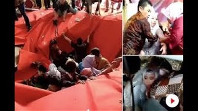 حفل زفاف رومانسي ينتهي بسقوط العروس والعريس في المجاري (فيديو)