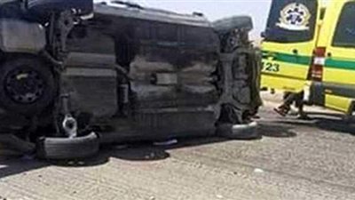 مصرع وإصابة 5 أشخاص في حادث انقلاب سيارة ميكروباص بأبو النمرس