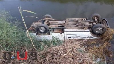 نجاة سائق من الموت بعد انقلاب سيارته في ترعة بالغربية | صور