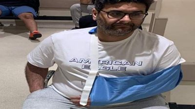 وليد منصور يتعرض لحادث ويعلق : 