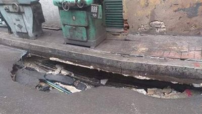 بسبب الأمطار الغزيرة.. هبوط أرضي مفاجئ في منطقة اللبان بالإسكندرية