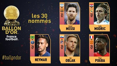 ميسي ونيمار ومودريتش ضمن المرشحين للكرة الذهبية