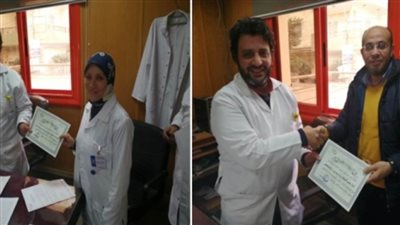 تكريم قسمي الأطفال والمعمل بمستشفى التأمين الصحي ببني سويف