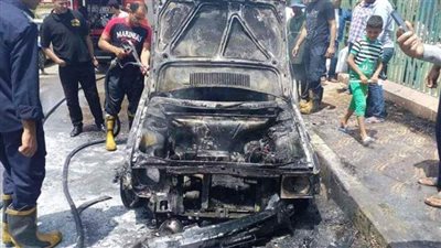 احتراق سيارة بالكامل ببورسعيد