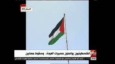 لحظة رفع علم فلسطين بمسيرات العودة في الجمعة الثالثة (فيديو)