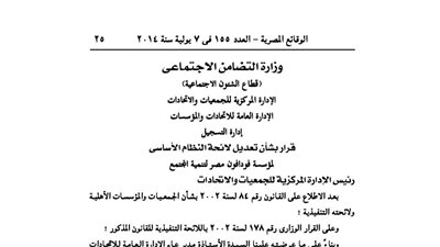 تعديل لائحة مؤسسة فودافون مصر لتنمية المجتمع