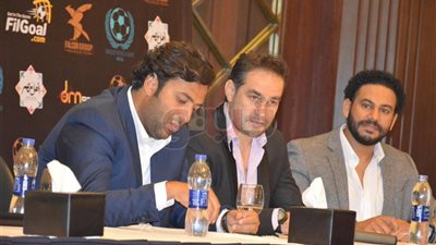 نجوم الكرة بمؤتمر أكبر استوديو لتشجيع مصر بالمونديال (صور)