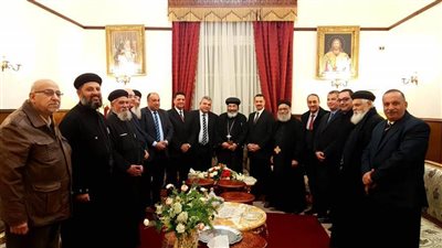 وفد من القضاة يقدمون التهنئة بعيد الميلاد المجيد لمطران بورسعيد وضواحيها