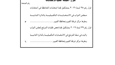 نص قرار «العليا للانتخابات» بتشكيل لجنة فحص طلبات الترشح بالفيوم