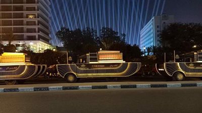 20 صورة ترصد تجهيزات نقل المومياوات الملكية من المتحف المصري للقومي للحضارة