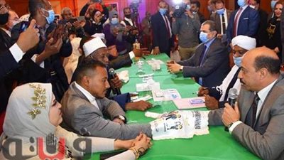 وزير القوى العاملة ومحافظ أسوان وكيلان لعروسين في مبادرة فرحة عمري