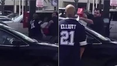 بالفيديو والصور.. رجل يسكب الوقود على سيارة آخر في شجار بينهما