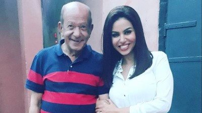 نسرين أمين ولطفي لبيب في كواليس تصوير «عائلة زيزو»