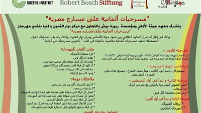 22 يوليو آخر موعد للمشاركة في «مسرحيات ألمانية على مسارح مصرية»