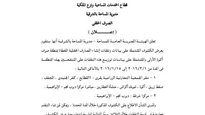 إعلانات مديرية المساحة بالشرقية