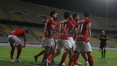 فرحة لاعبي الأهلي بهدف معلول في مرمى المقاولون (صور)