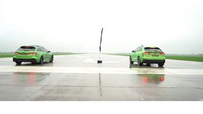 سباق تسارع بين سياراتي  أودي RS6 وRS Q8 تحت المطر | فيديو