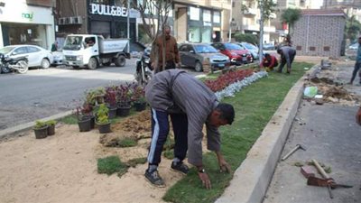 تنفيذ تصميم شعار الجيزة أمام فندق موفنبيك وتركيب ٥٧ كشاف ليد | صور