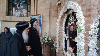 مطران القدس يتفقد مزار الأنبا بيشوي بدير القديسة دميانة