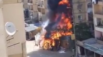 لحظة اندلاع حريق هائل في القطامية وتفحم 8 شقق(فيديو)