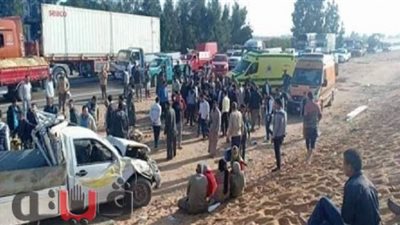 إصابة 22 عاملا زراعيا في انقلاب سيارة ببني سويف