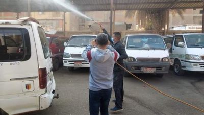 حملة لرش وتطهير موقف سيارات طنطا لمواجهة كورونا /صور
