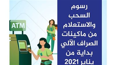 رسوم السحب والاستعلام من ماكينات الصراف الآلي بداية من يناير 2021 | إنفوجراف