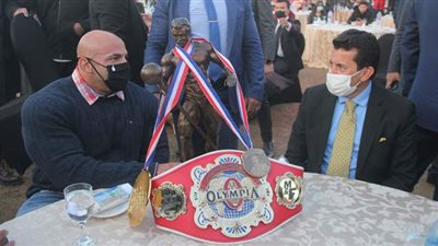 وزير الرياضة يحضر المؤتمر الصحفي للبطل بيج رامي | صور