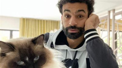 بعد شجرة الكريسماس.. محمد صلاح ينشر صورة له مع قطته السيامي