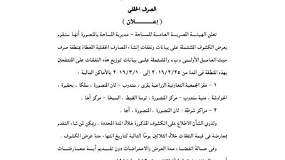 إعلانات مديرية المساحة بالمنصورة