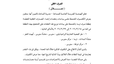 إعلانات مديرية المساحة بالفيوم