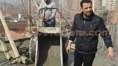 بالصور.. ضبط خلاطة بناء قبل تهريبها بعد وقف بناء مخالف بالجيزة