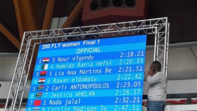 نور الجندي تفوز بذهبية ٢٠٠ متر فراشة بالألعاب الأفريقية