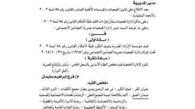 قيد مؤسسة الإرادة المصرية بشبين الكوم