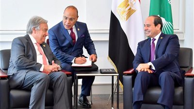 4 صور ترصد مباحثات السيسي وجوتيرش... صون السلم والأمن الإقليميين 